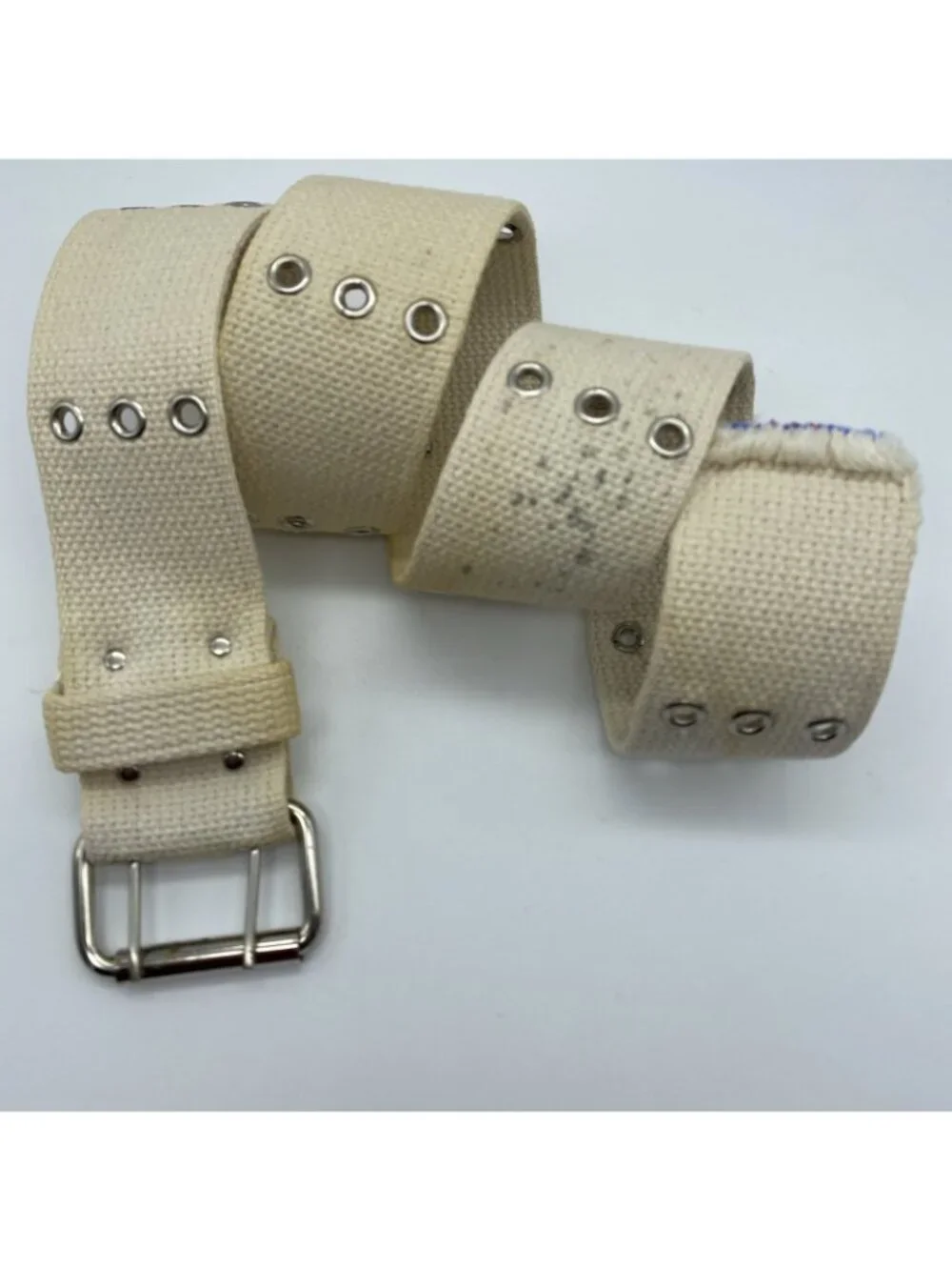 Unbranded Cream Woven Canvas Double Prong Belt Men’s Size 30-32